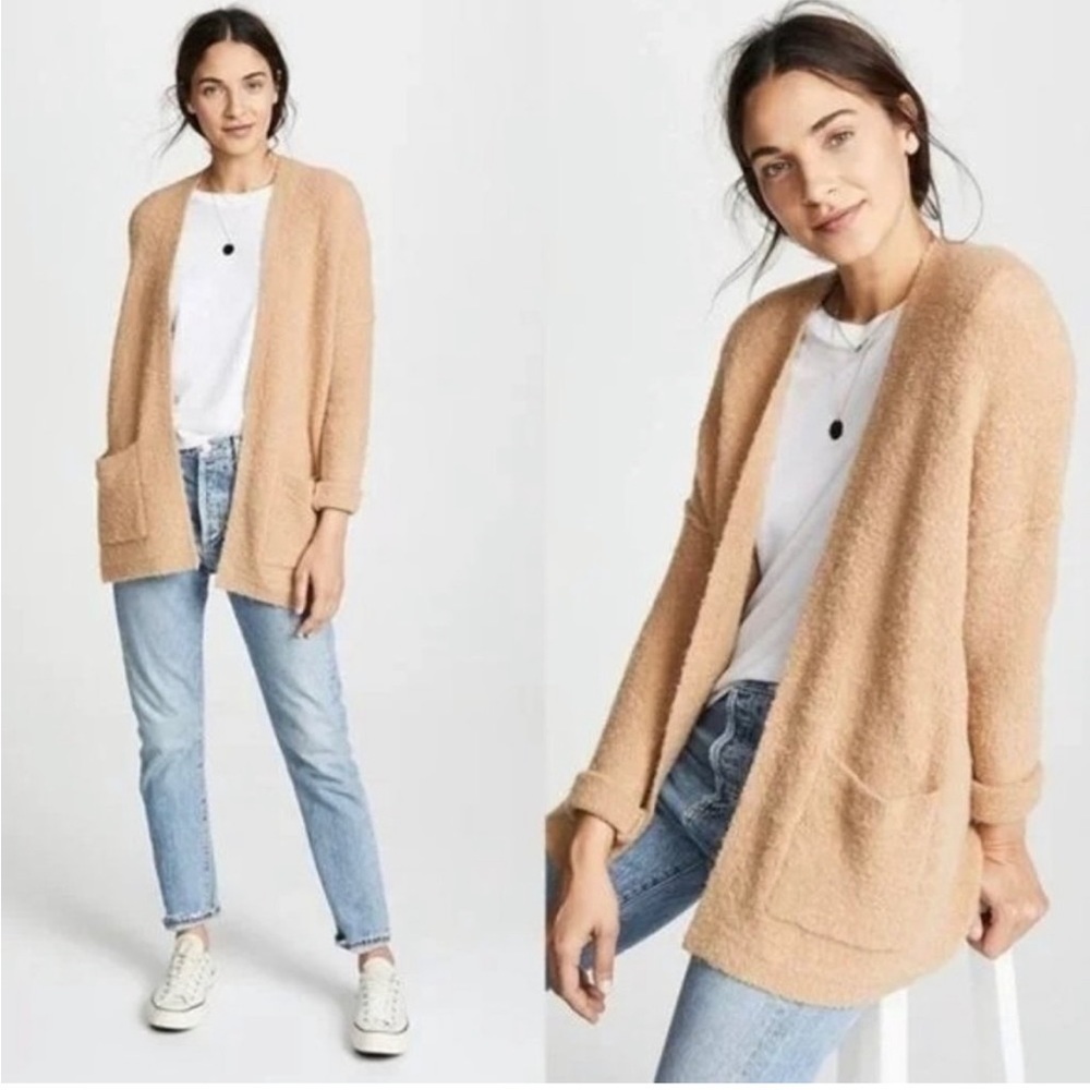 Free People Phantom Cardigan Size Small Camel Mohair Duster FLAWED.